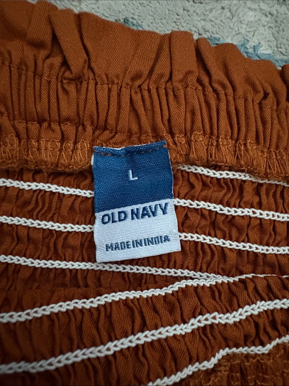 Old Navy Rust Brown Off-Shoulder Smocked Peplum Top